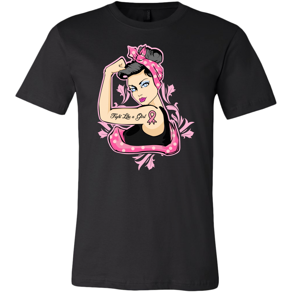 Breast Cancer Awareness Shirt Fight Like a Girl Rosie The Riveter Shi Dashing Tee